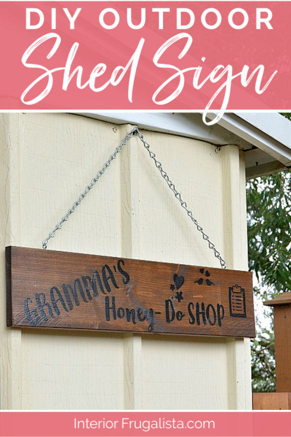 How to get the look of a wood-burned sign with paint! A fun DIY salvaged junk wood "faux wood-burned" Garden Shed Sign that matches the real thing! #diygardenshedsign #diywoodsign #diyshedsign