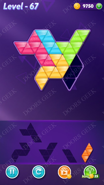 Block! Triangle Puzzle 5 Mania Level 67 Solution, Cheats, Walkthrough for Android, iPhone, iPad and iPod