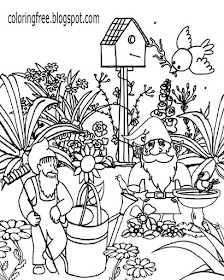 Fun sketch ideas wonderful magic garden gnome family gardening coloring pages for adults to print
