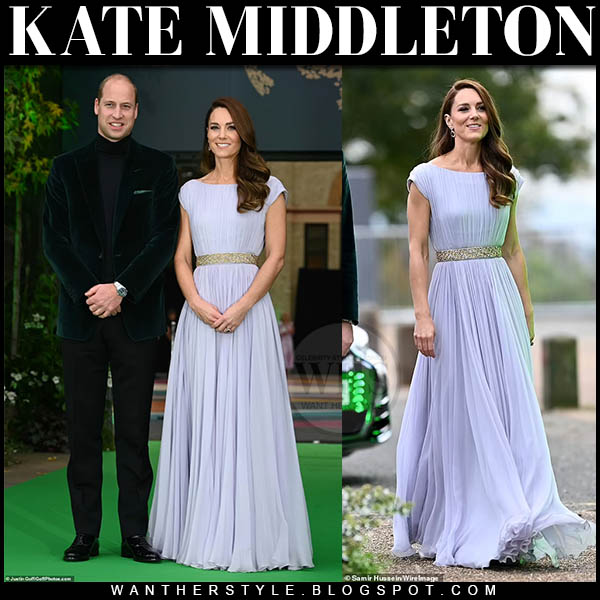 Kate Middleton in lilac pleated belted maxi dress