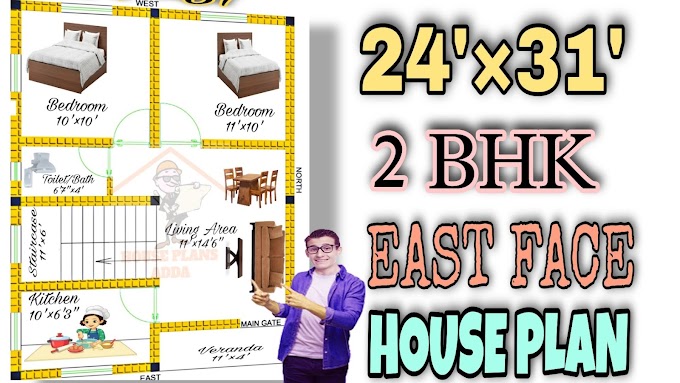 24' × 31' House Plan | 2BHK East Facing small House | Ghar Ka Naksha  