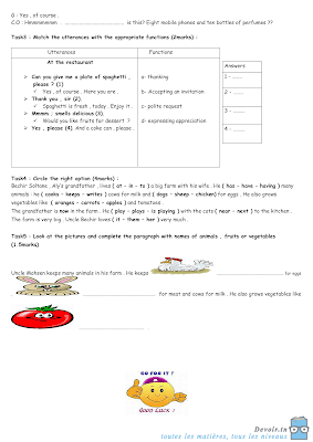 تحميل فرض مراقبة 2 أنقليزية مع الاصلاح سنة سابعة أساسي pdf Anglais  سنة 7, تمارين أنقليزية  مع الإصلاح موقع مسار التميز 7ème,mid-term test english