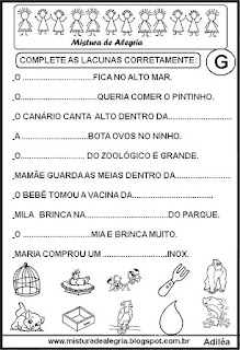 Fichas de leituras lacunadas G