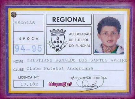 Card of Cristiano Ronaldo in 1994.