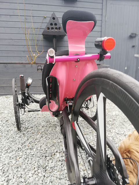 Pink recumbent seat + Performer Trike