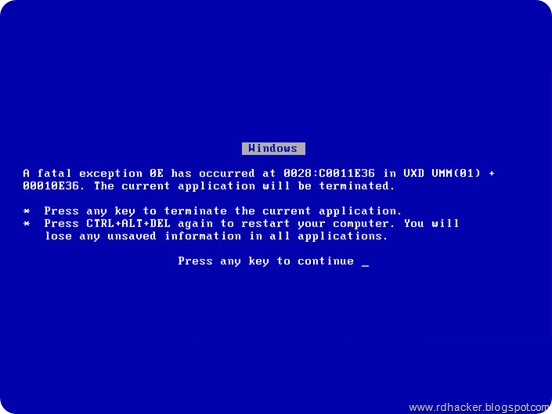 Blue Screen of Death - www.rdhacker.blogspot.com