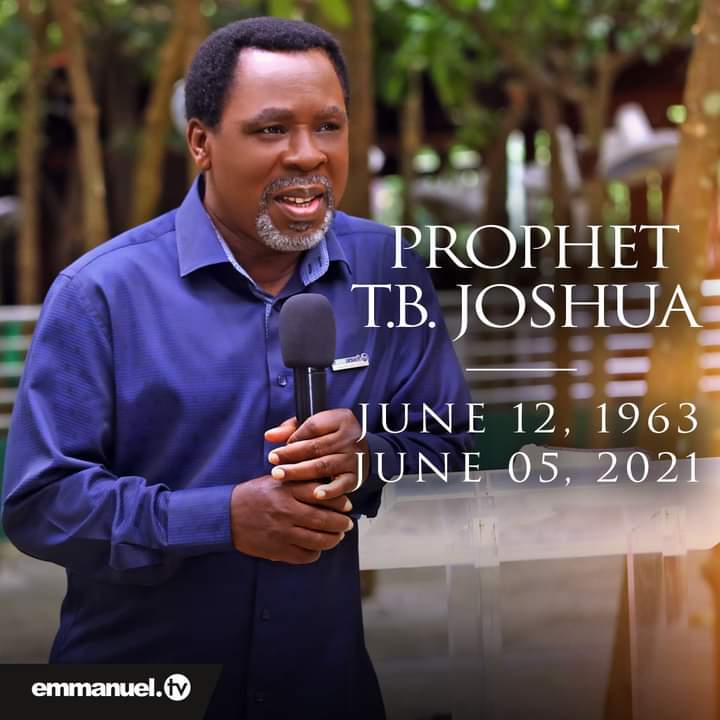 Prophet TB Joshua Ministries confirms he is dead ...