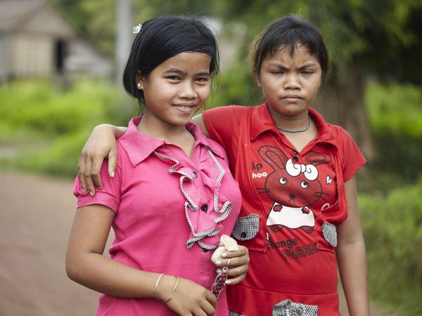 Teenage Girls in Cambodia making their LOVE HUT