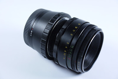 Helios 44-2 lens brand: Objective in combination with adapter givind fail-safe device