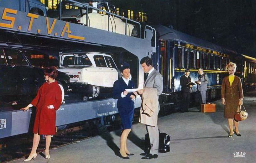 Citroen DS and Ami 6 take the night train 1960s