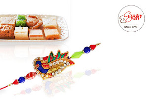 Charming Peacock Rakhi with Assorted Sweets