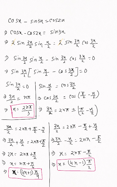 Cosx - sin3x=cos2x general solution