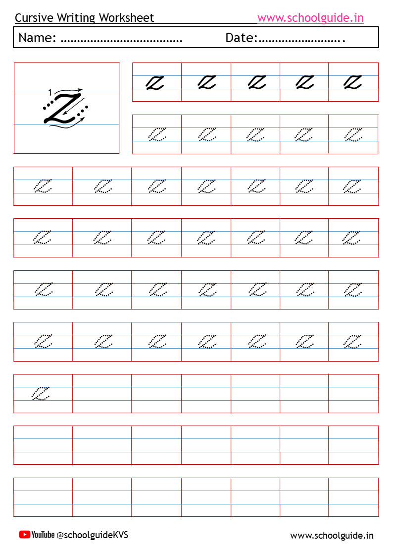 Cursive Writing English Alphabet (Small Letters)