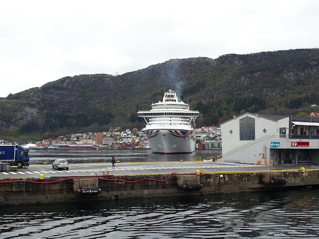 P&O cruise ship Azura in Bergen, Norway during a fjords cruise