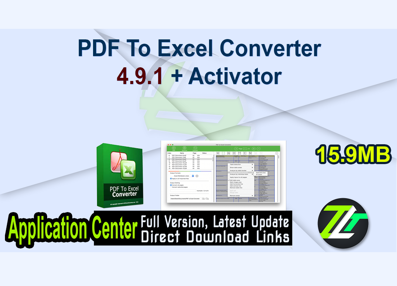 PDF To Excel Converter 4.9.1 + Activator