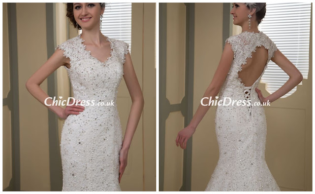 V-Neck Luxury Lace Mermaid Wedding Dress