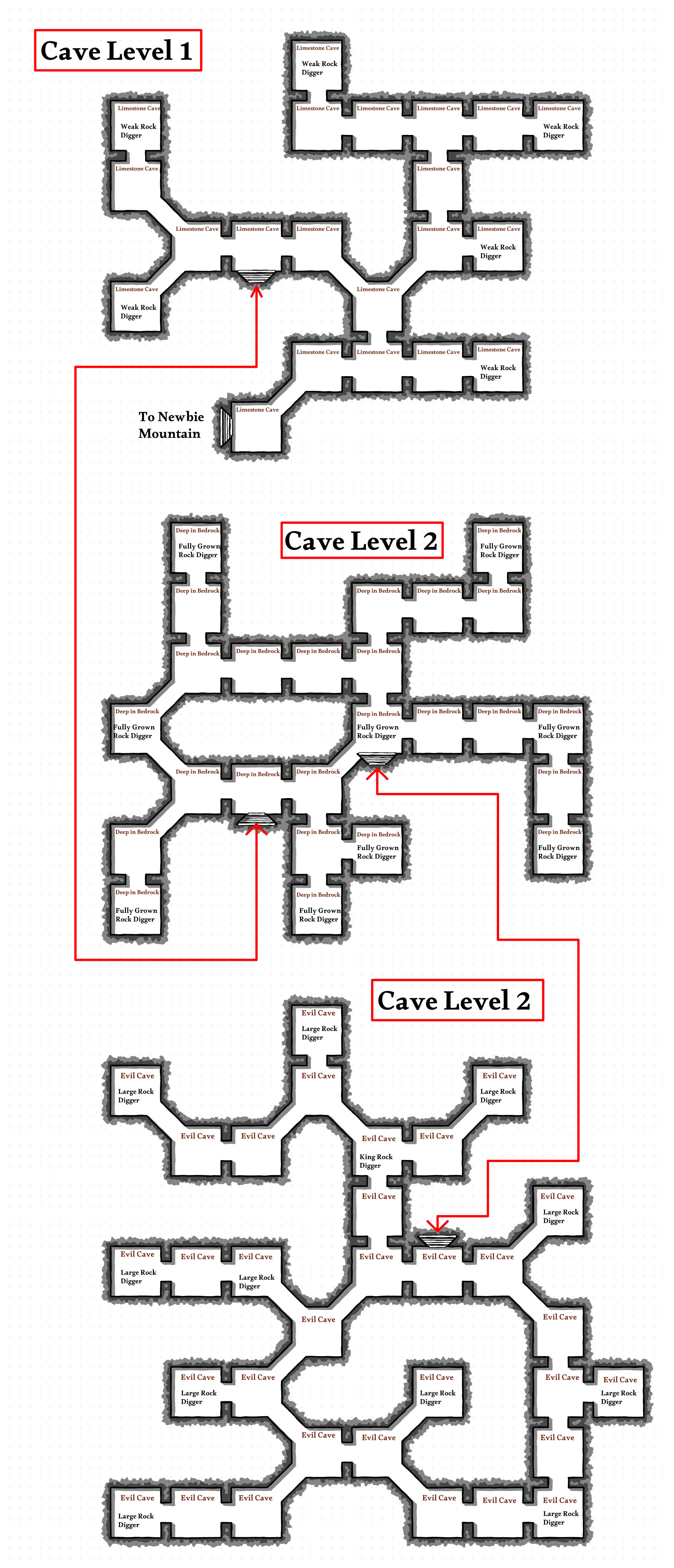 Map of Caves Under Newbie Mountain