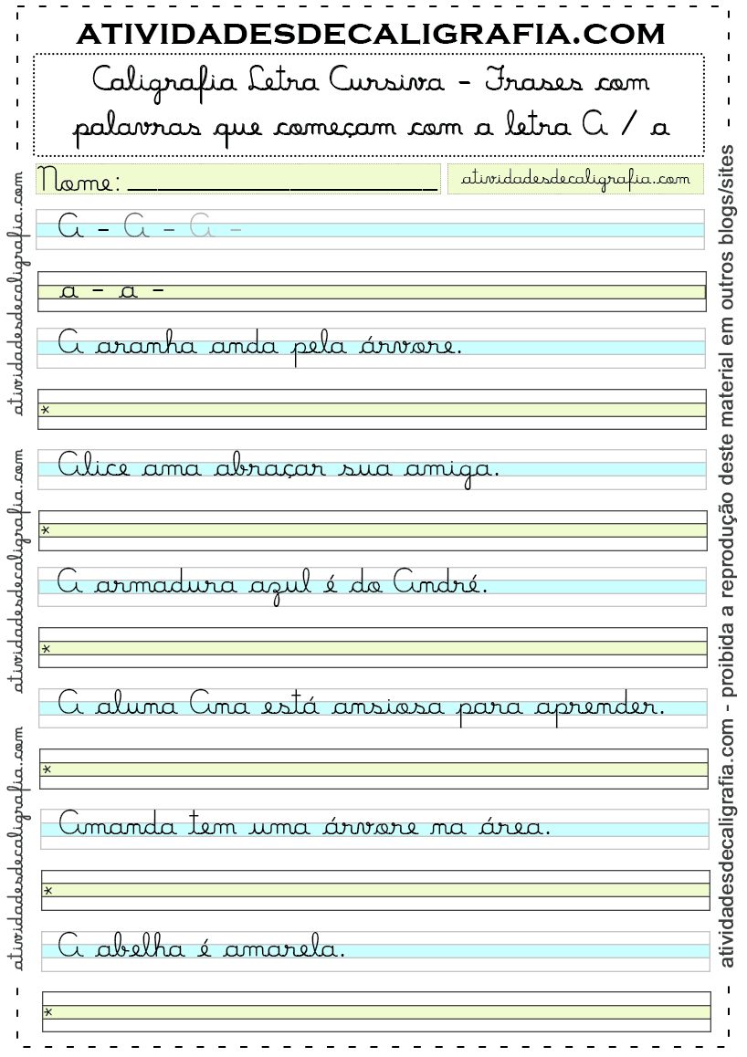 Caligrafia cursiva para imprimir