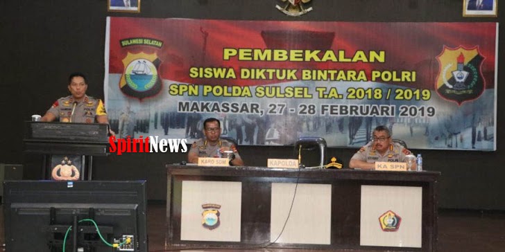 Kapolda Didampingi Karo SDM Beri Bekal 493 Siswa SPN Polda Sulsel