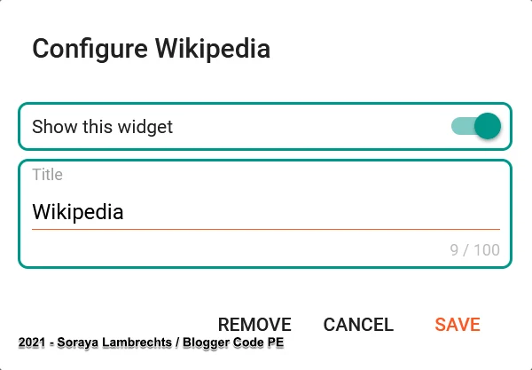 Wikipedia gadget control panel