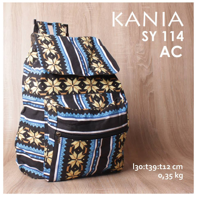 jual online tas ransel kania kanvas murah motif batik