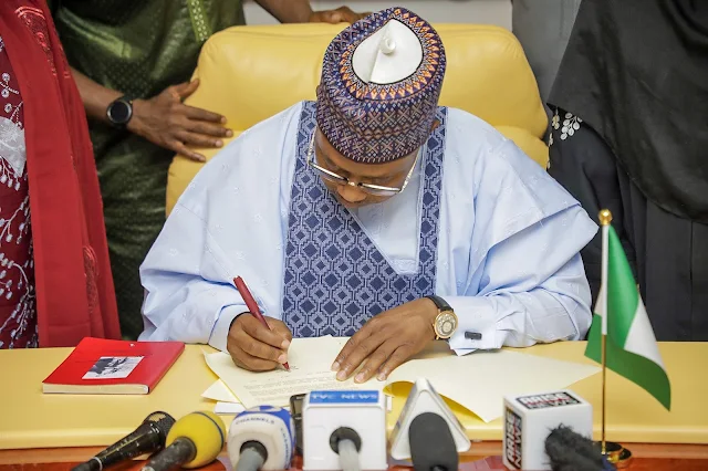 Gov. Uba Sani signs his first Executive order.