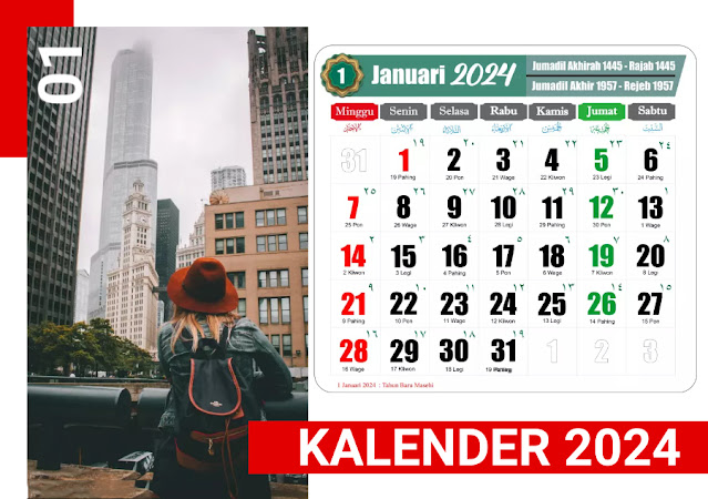 Tempelate Kalender Tahun 2024 Kualitas Tinggi Format PDF dan PSD Anti Pecah