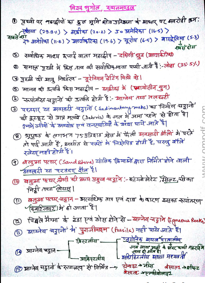 World Geography Handwritten Notes In Hindi Pdf Examgoalguru