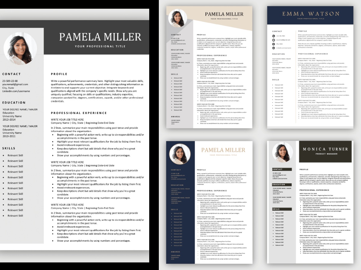 One Page Simple Resume Templates
