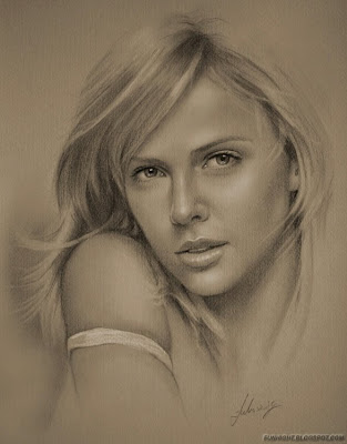 Black and White pencil drawing of Celebrities