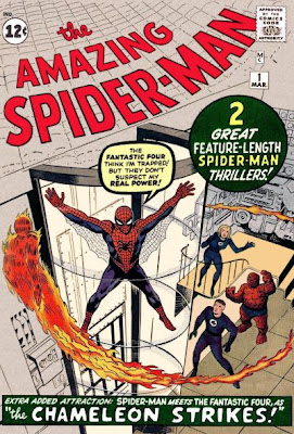 Amazing Spider-Man #1, Spidey is trapped in a glass tube at the Baxter Building as the Fantastic Four prepare to fight him