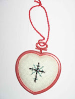 Cross stitch heart ornament
