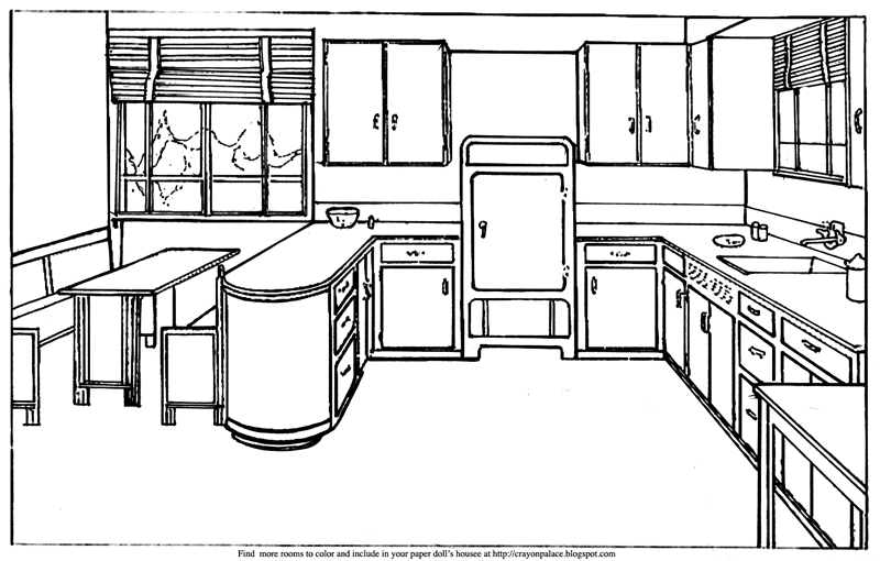 Download Color a kitchen for a paper doll's house... | Crayon Palace