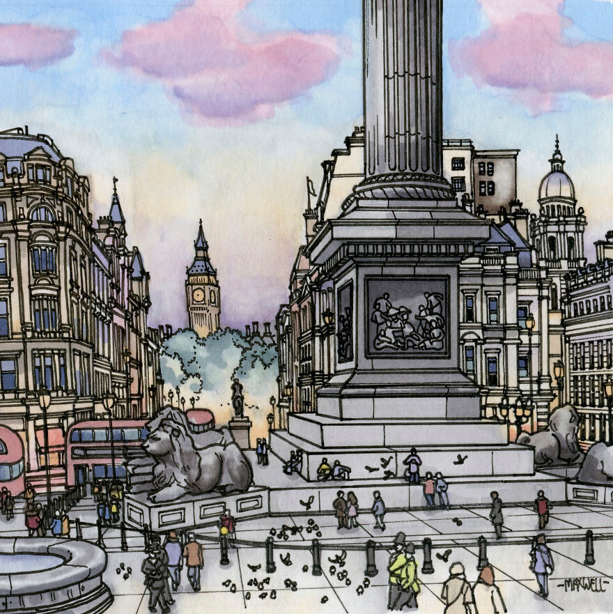 13 Artistic Illustrations Of Famous Places Around The World - London, United Kingdom