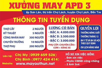 xuong may apd tuyen dung