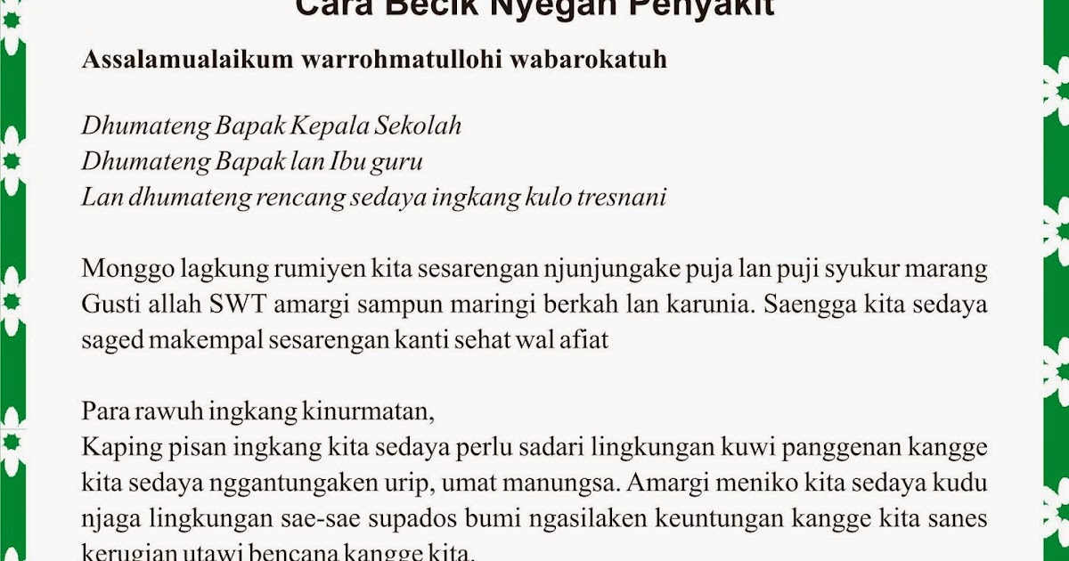 Contoh Pidato Bahasa Jawa Tentang Kesehatan