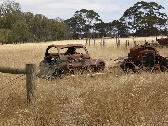 rusted truck in a field, kangaroo island