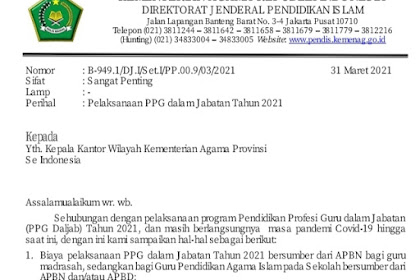 Pelaksanaan PPG DALJAB Tahun 2021