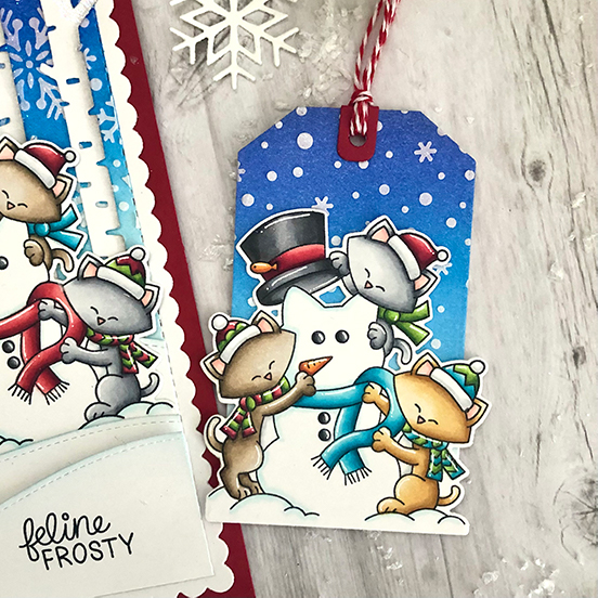 Deck the Halls with Inky Paws Week - Day 1 - Tammy Stark | Card and Tag using Newton's Snowman Stamp Set by Newton's Nook Designs