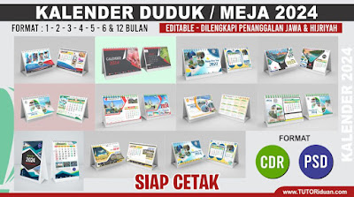 Kumpulan Desain Kalender Duduk 2024 CDR PSD