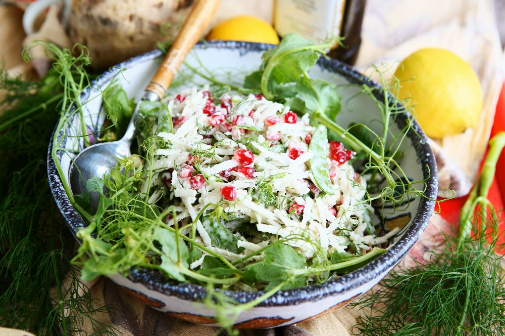 Sugarbeet Salad with Dill and Feta Dressing