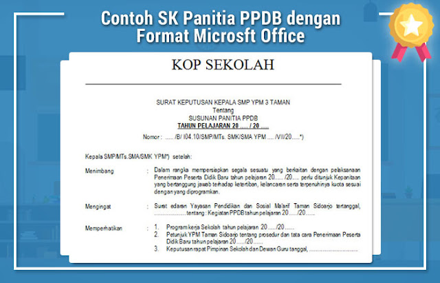 Contoh SK Panitia PPDB dengan Format Microsft Office