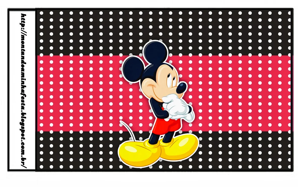 Mickey Red, Black and Yellow Free Printable Labels. 