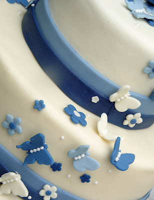 Blue butterfly wedding cake