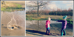 skimming stones in puddles