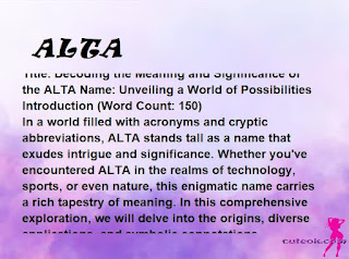 meaning of the name "ALTA"