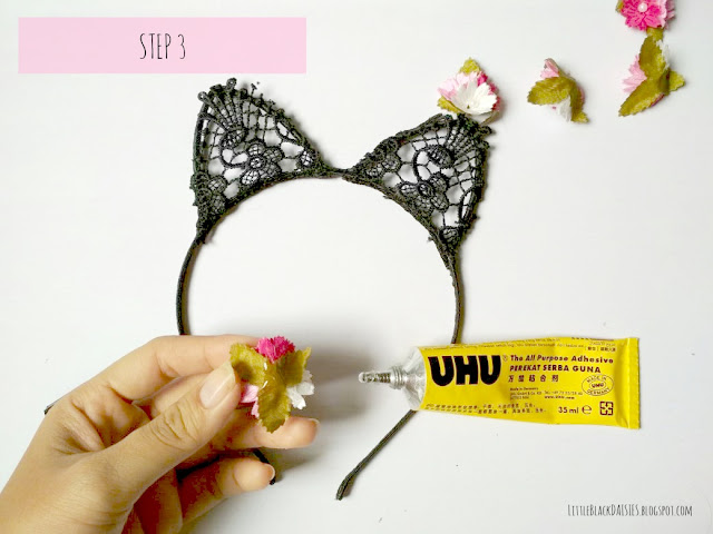 diy floral cat ears headband