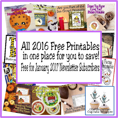 Do you love free party printables? KandyKreations shared LOTS and LOTS of free printables in 2016 and now you can save time and work by downloading them all in one easy swoop. Get the zip file delivered to your inbox by becoming a subscriber to Kandy Kreations newsletter in January of 2017.  You won't regret it and will be creating a sweet celebration tonight!