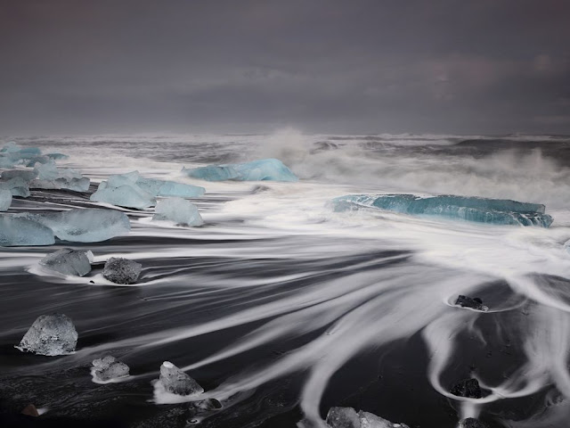 Jökulsárlón Beach, Iceland, awesome view, must go place, wave, beautiful water effect