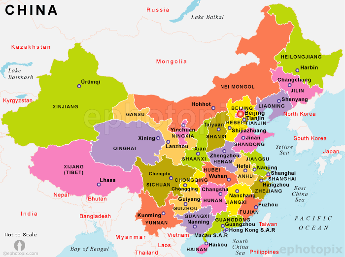 Carte de la Chine Departement